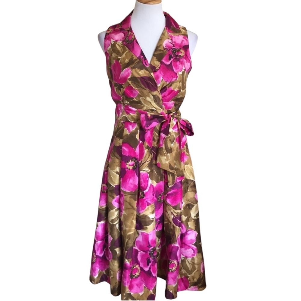 Jessica Howard Sz 8 Floral Dress with Collar& Belt